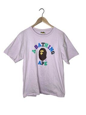 Bape A Bathing Ape Colorful Logo College Graphic T-Shirt Size Large Light Pink